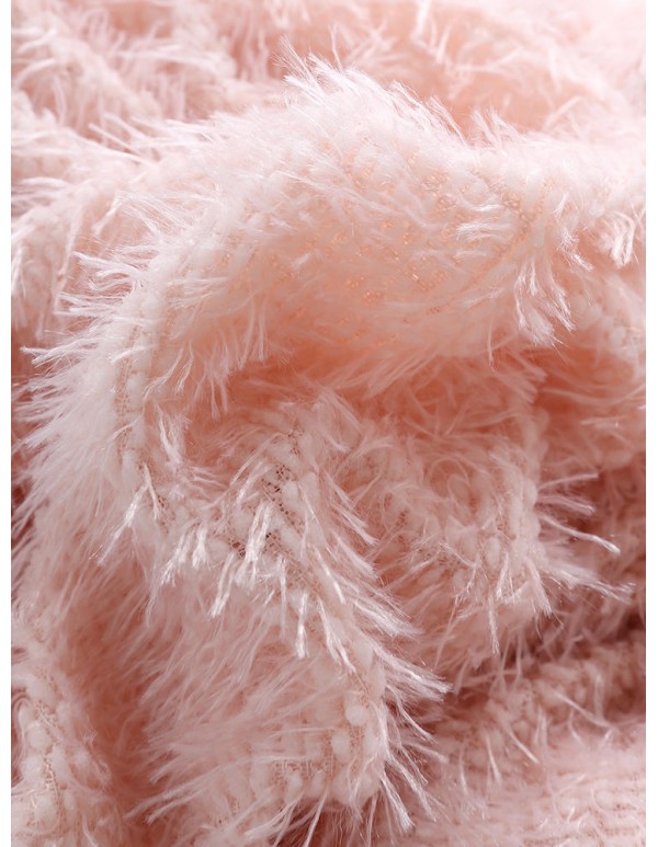 Women Fuzzy Solid Color Hooded Outwear Coats