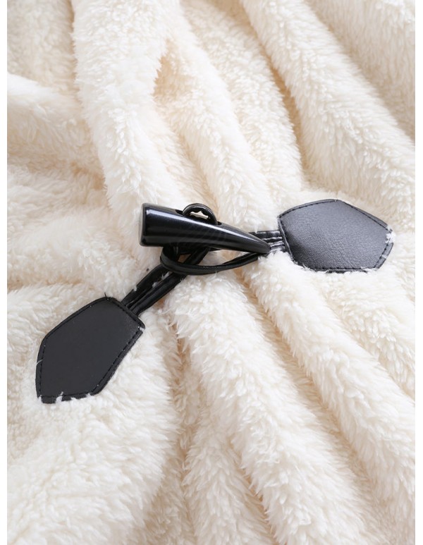 Plus Size Elegant White Faux Fur Winter Warm Hooded Coats