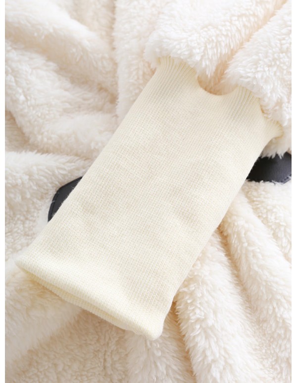 Plus Size Elegant White Faux Fur Winter Warm Hooded Coats