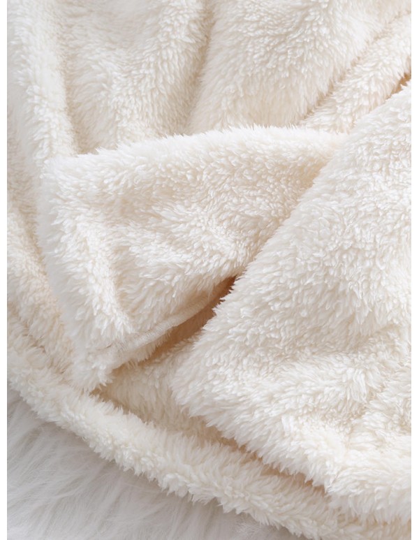 Plus Size Elegant White Faux Fur Winter Warm Hooded Coats