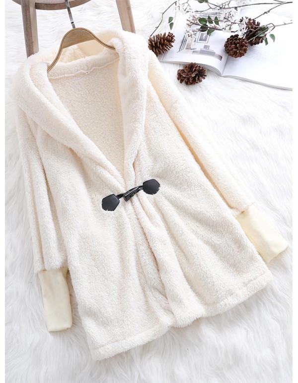 Plus Size Elegant White Faux Fur Winter Warm Hooded Coats