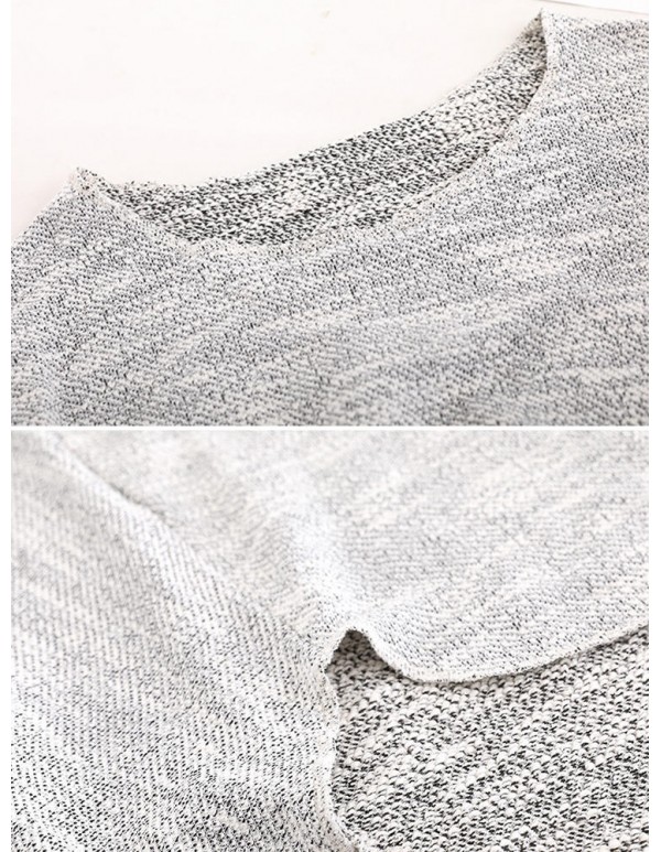 Women Casual Crew Neck Long Sleeve Mixed Color Knit Blouse