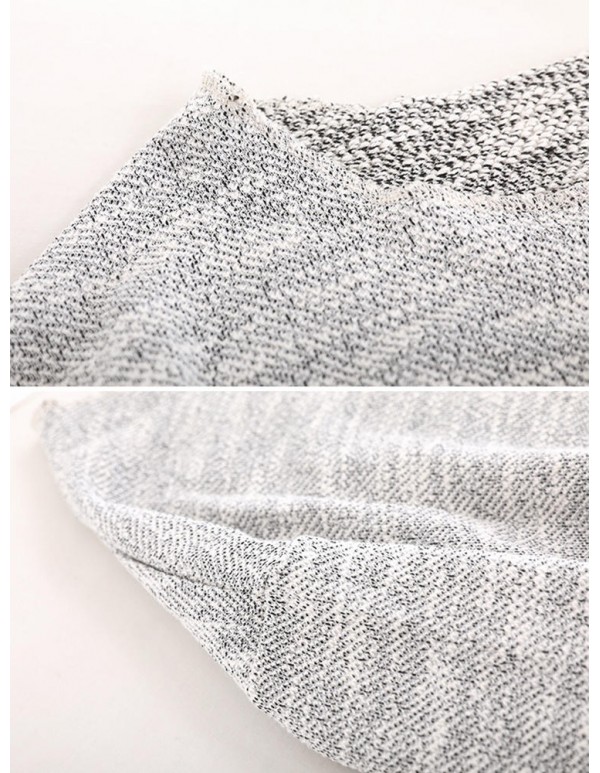 Women Casual Crew Neck Long Sleeve Mixed Color Knit Blouse