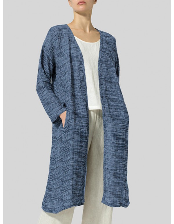 Plus Size Women Long Sleeve Open Front Cardigans Outwear