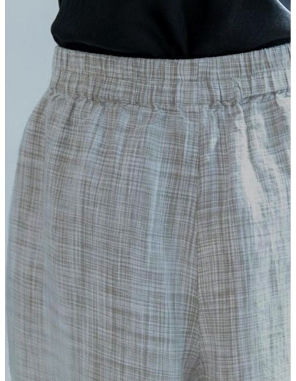 Plus Size Casual Loose Elastic Waist Wide Leg Pants with Pockets