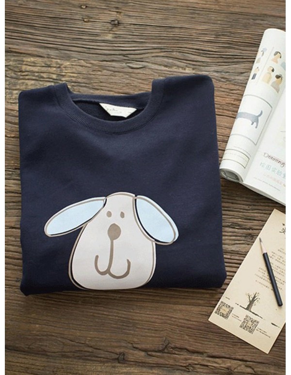 Plus Size Women Cartoon Print Long Sleeve Long Sweatshirt