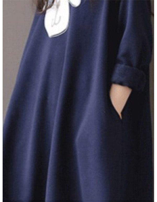 Plus Size Women Cartoon Print Long Sleeve Long Sweatshirt